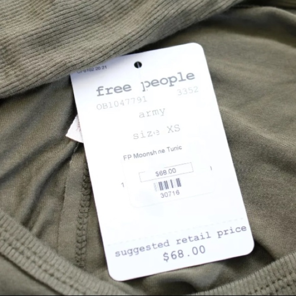 NWT Free People Moonshine Tunic Top Army Olive - Picture 4 of 8